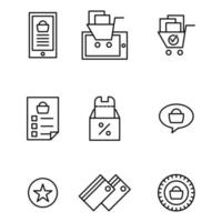 E-Commerce Online-Set Icon Design Stil fünf vektor