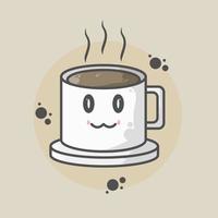 süßer Charakter Kaffeetasse Illustration Stil zwei vektor