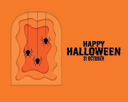 lyckligt halloween spindelstenpapper vektor