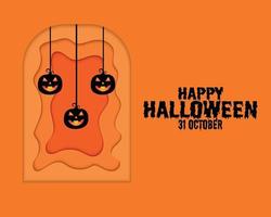 glad halloween pumpa gravsten papper vektor