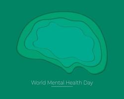 Welttag der psychischen Gesundheit Gehirn im Papierstil vektor