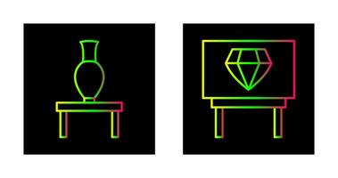 Vase Ausstellungsstück und Diamant Ausstellungsstück Symbol vektor