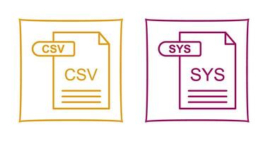 csv och sys ikon vektor