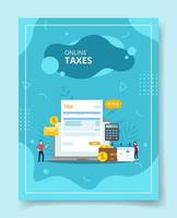 Online-Steuern, die herumstehen, Laptop-Rechnungssteuer vektor