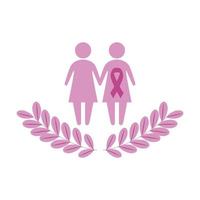 kvinnors siluett av kampen mot bröstcancer vektor