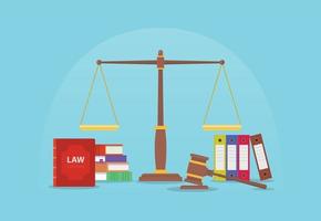 lag och juridisk rättvisa koncept med vågar och skivdomare vektor