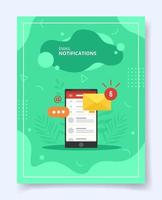 E-Mail-Benachrichtigung auf dem Smartphone für die Vorlage von Bannern vektor