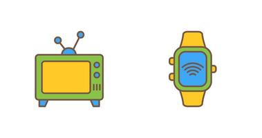 tv och smart Kolla på ikon vektor