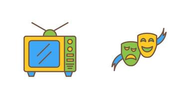 TV och teater masker ikon vektor