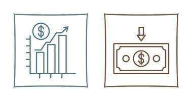 Diagramm oben und Geld Nieder Symbol vektor