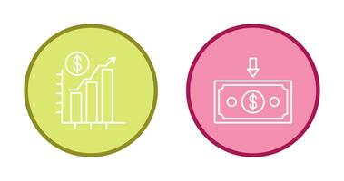 Diagramm oben und Geld Nieder Symbol vektor