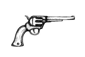 Handgewehrpistolen für Wildwest-Symbolskizze handgezeichnete Illustration