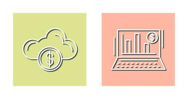 Wolke Computing und Bar Diagramm Symbol vektor