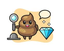 Illustration des Poop-Charakters mit einem Diamanten vektor
