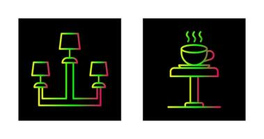 Lampe und Kaffee Tabelle Symbol vektor