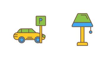 Parkplatz und Lampe Symbol vektor