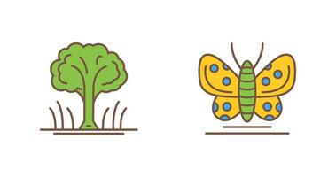 Baum und Schmetterling Symbol vektor