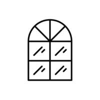 Bogen Fenster Symbol. einfach Gliederung Stil. Fenster Rahmen halb runden beim das Spitze, Antiquität, Zimmer, Haus, Zuhause Innere Konzept. dünn Linie Symbol. Vektor Illustration isoliert.