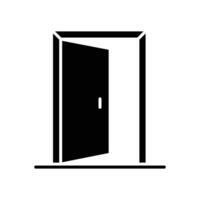 geöffnet Tür Symbol. einfach solide Stil. Tür, offen, eingeben, Ausfahrt, Eingang, Haus, Zuhause Innere Konzept. Silhouette, Glyphe Symbol. Vektor Illustration isoliert.