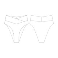 Vorlage Frequenzweiche hoch Schnitt Bikini Unterseite Vektor Illustration eben Design Gliederung Kleidung Sammlung