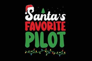 Santa's Liebling Pilot Weihnachten T-Shirt Design vektor