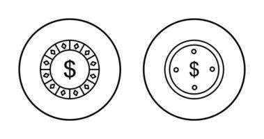 dollar chip och dolllar mynt ikon vektor