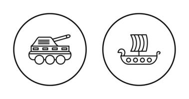 Infanterie Panzer und Wikinger Schiff Symbol vektor