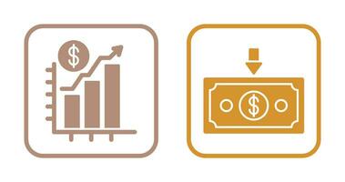 Diagramm oben und Geld Nieder Symbol vektor