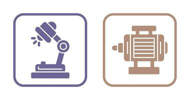 skrivbord lampa och elektrisk motor ikon vektor