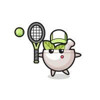 Zeichentrickfigur der Kräuterschale als Tennisspieler vektor