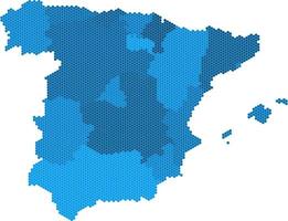 blå hexagonform Spanien karta på vit bakgrund. vektor illustration.