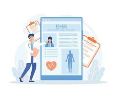 elektronisch Gesundheit aufzeichnen, Neu Technologie zu ersetzen Papier klinisch Daten, medizinisch Behandlung Geschichte Anwendung, eben Vektor modern Illustration