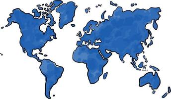 Freihandskizze der Weltkarte auf weißem Hintergrund. Vektor-Illustration. vektor