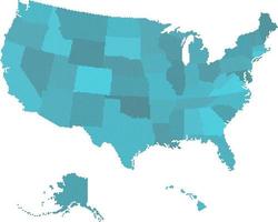 blauer Kreis Vereinigte Staaten Karte auf weißem Hintergrund. vektor