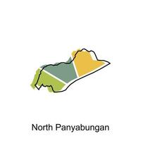 Karta stad av norr panyabungan illustration design, värld Karta internationell vektor mall med översikt grafisk skiss stil isolerat på vit bakgrund