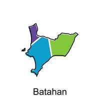 vektor Karta av batahan stad färgrik design, provins av norr sumatra illustration design mall på vit bakgrund