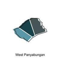 Karta stad av väst panyabungan illustration design, värld Karta internationell vektor mall med översikt grafisk skiss stil isolerat på vit bakgrund