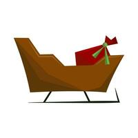 Santa Claus Schlitten mit ein Sack von die Geschenke. abstrakt Illustration von geometrisch Zahlen. eben Vektor Bild isoliert auf Weiß Hintergrund.