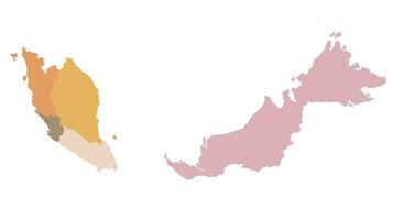 malaysia Karta med huvud regioner. Karta av malaysia vektor