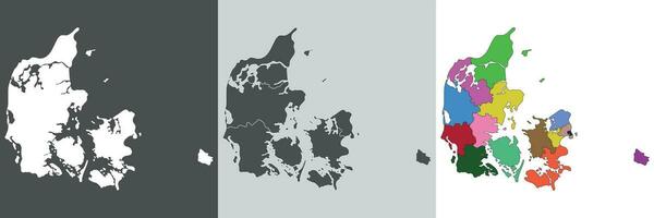 Danmark Karta uppsättning. Karta av Danmark i uppsättning vektor