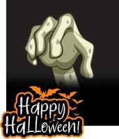 zombiehand med glad halloween textdesign vektor