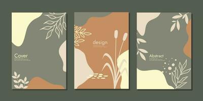 omslag design med blommig mönster. hand dragen växter. storlek a4 för anteckningsböcker, planerare, broschyrer, böcker, kataloger vektor