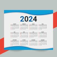 minimal stil 2024 sida kalender för ny år mall design vektor