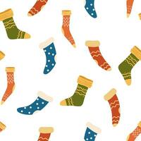 Weihnachten Socken Muster Design, Weiß Winter wiederholen Hintergrund. Urlaub Vektor nahtlos Muster zum Kinder Stoff Design.