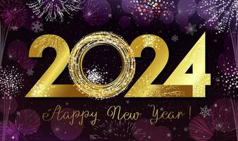 2024 ein glücklich Neu Jahr schön Gruß Karte Design. glänzend Gold Nummer 20 24. isoliert Grafik Elemente vektor