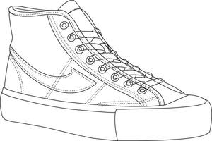 Sneaker Schuhe. Schuhe Linie Kunst Design vektor