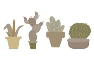 trendig heminredning med växter, planteringar, kaktusar vektor