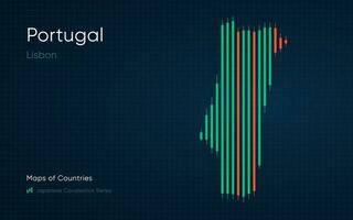 Portugal Karte ist gezeigt im ein Diagramm mit Riegel und Linien. japanisch Leuchter Diagramm Serie vektor