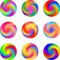 verdrehte Strudel Regenbogen Farbe Ball drei dimensional einstellen Design Element vektor