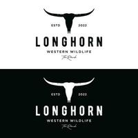 longhorn texas ranch vilda djur och växter årgång logotyp mall design. för märken, restauranger, gårdar och företag. vektor